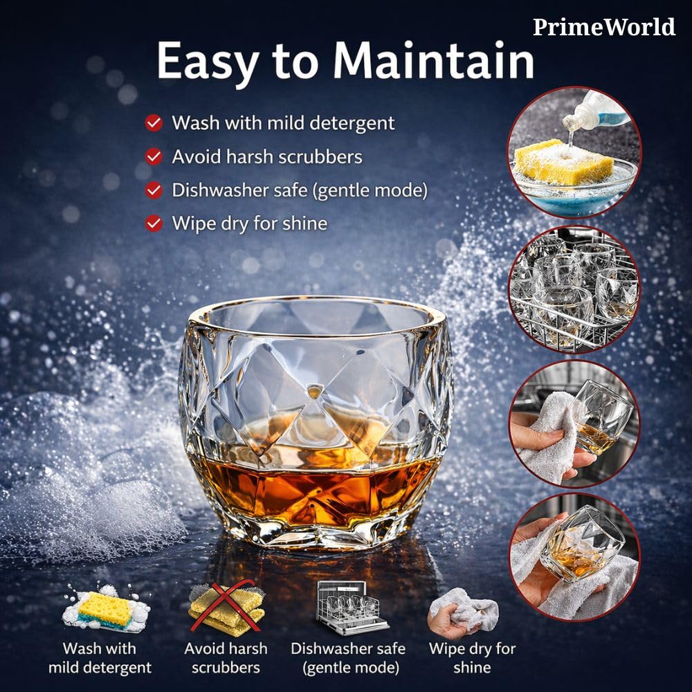Crystal Whiskey Glasses Set - 6 Premium Tumblers -3