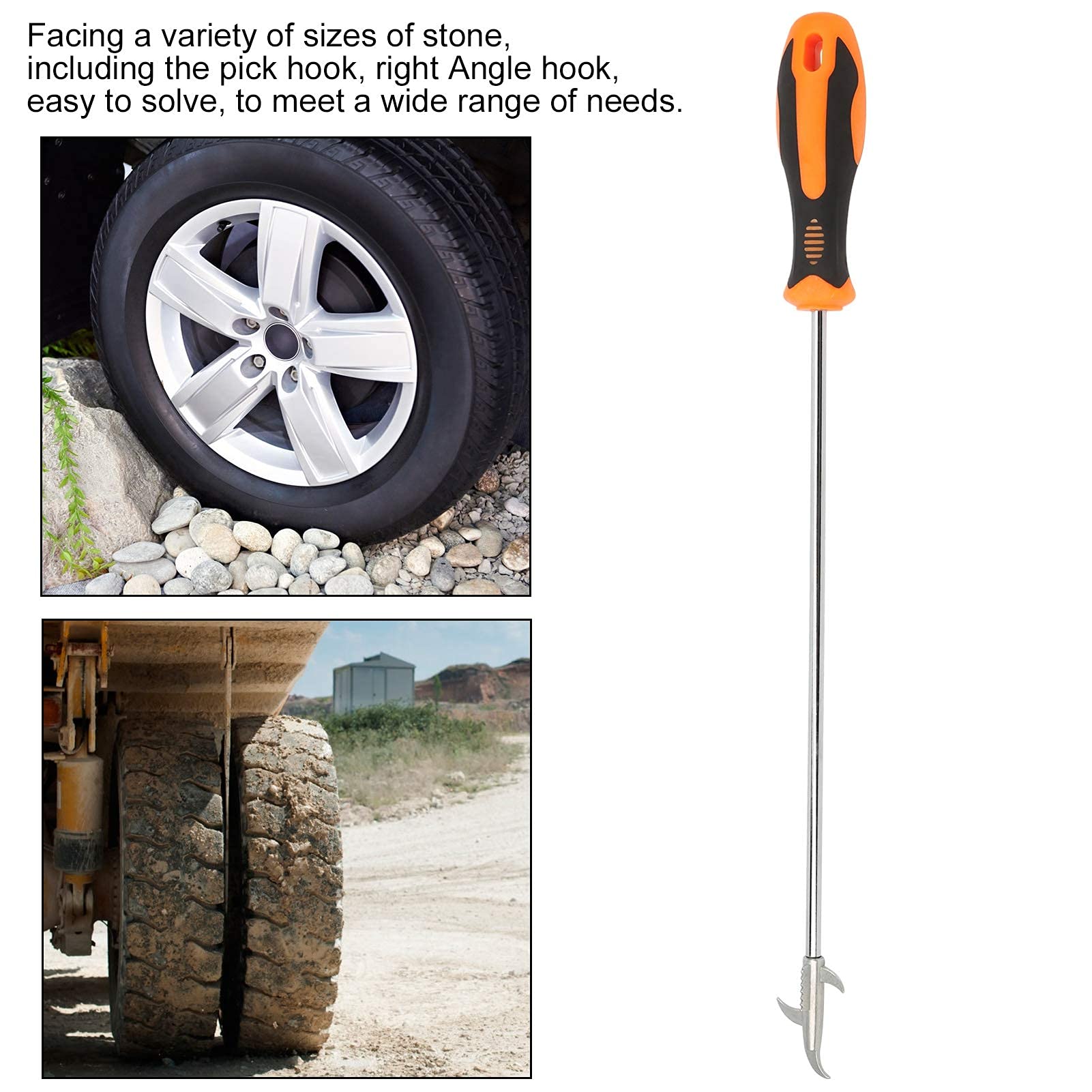 304/Stainlees Steel Tyre Stone Remover Tool, Multipurpose Car Hook, Tire Cleaning, Tyre Stone Picker for Motor Bike Truck Car Wheel Cleaing Hook with Solid Rubber Handle(Built-in Screwdriver) - Image 8 thumbnail
