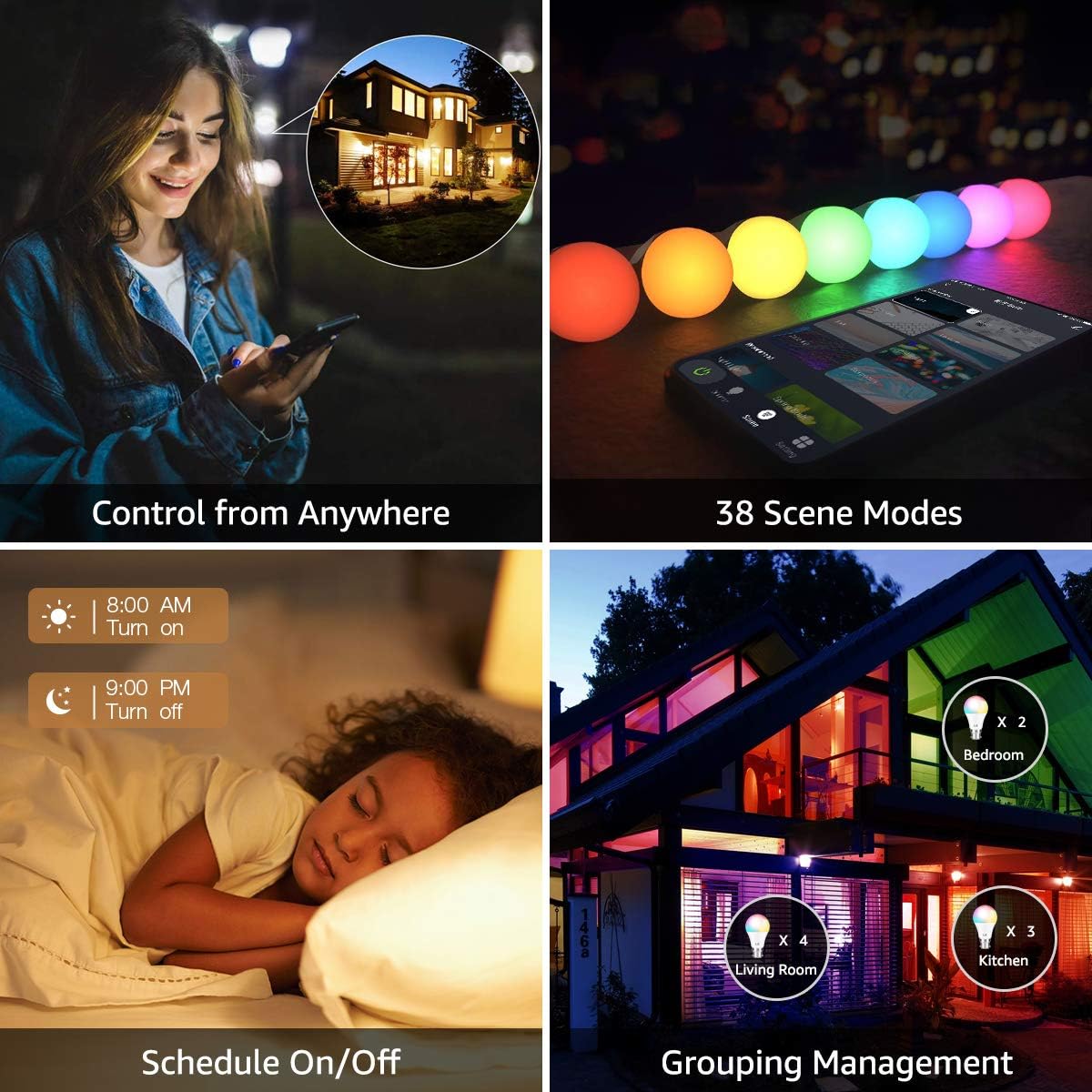 Nеw Dеаl Smart WiFi Light Bulbs, LED Color Changing Lights, Works with Alexa & Google Assistant, RGBW 2700K-6500K, 60 Watt Equivalent, Dimmable with App, A19 E26, No Hub Required, 2.4GHz WiFi Only, Pack of 2 Bеѕt Prоmо Smart WiFi Light Bulbs, LED Color Changing Lights, Works with Alexa & Google Assistant, RGBW 2700K-6500K, 60 Watt Equivalent, Dimmable with App, A19 E26, No Hub Required, 2.4GHz WiFi Only, Pack of 2