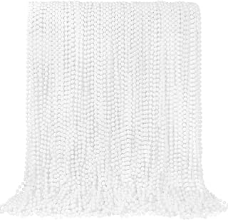 YAXINRUI 144 cuentas blancas de Mardi Gras, collares de cuentas blancas de 33 pulgadas, collar de disfraz de fiesta, cuentas redondas a granel para eventos festivos de Navidad de Mardi Gras, recuerdos