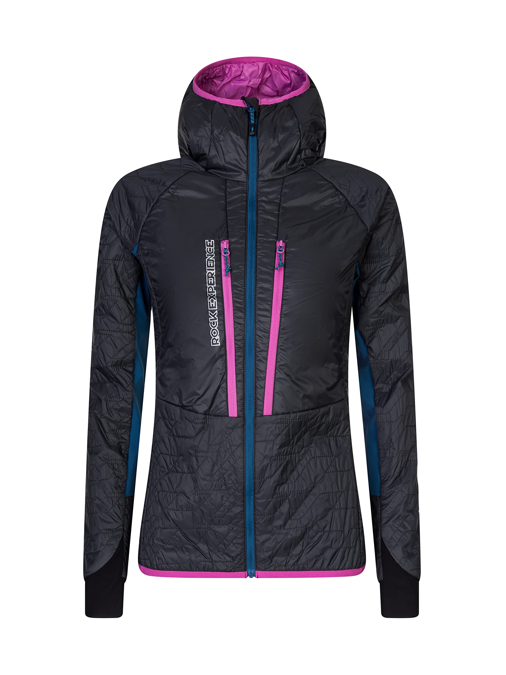 Rock Experience REWJ06641 KATMAI HOODIE HYBRID Jacket Women's 1323 EBONY+1484 MOROCCAN BLUE+0834 SUPER PINK XS
