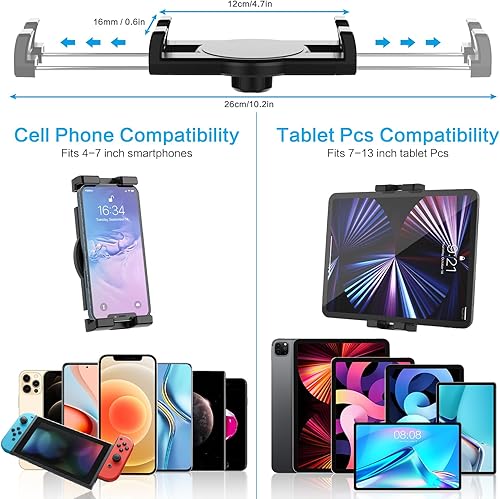 Miniatura 6 de Soporte para tablet para coche brazo ajustable en altura Portavasos para vehículocamión, soporte para tabletas para dispositivos de 4 a 12.9