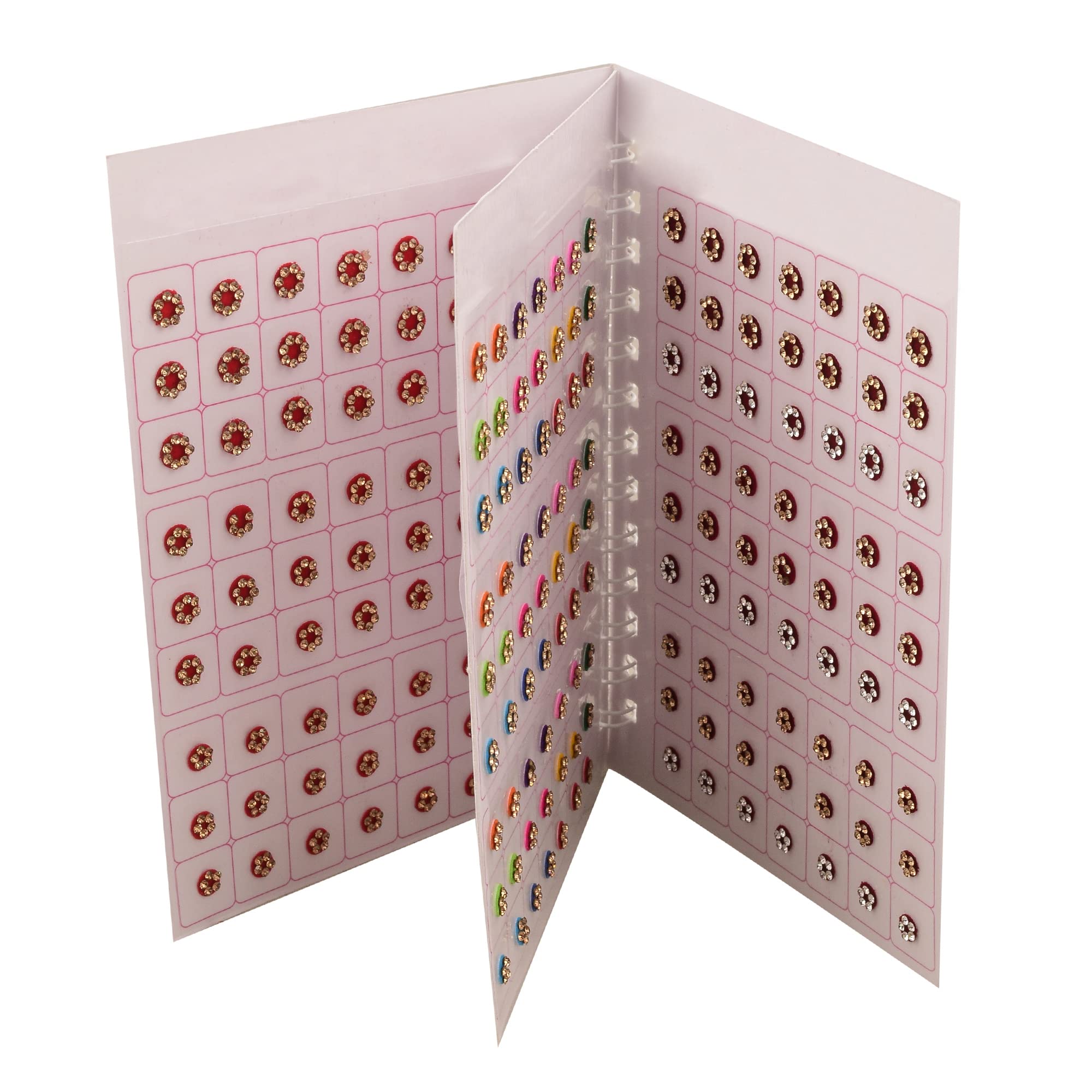 THANU'S CRAFT Multicolor Stone Bindis Kumkum Forehead Pottu Sticker Bindiya Small Bindi Book for Women (252 Stone Bindis Booklet Small)