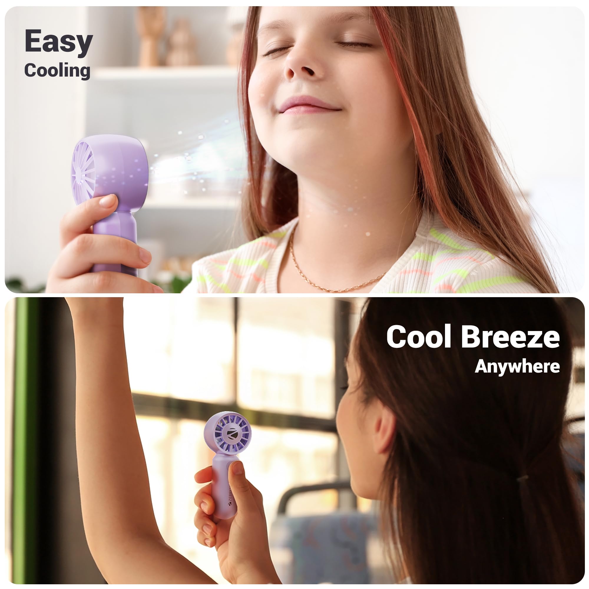 ZEBRONICS Heat Buster 100, Mini Portable Hand Fan, 10500 RPM, 3 Speed Modes with Brushless Motor, Upto 5.4m/s Airflow, Type C Charging, for Travel, Makeup, Office, Home (Purple) — Amazon image 5