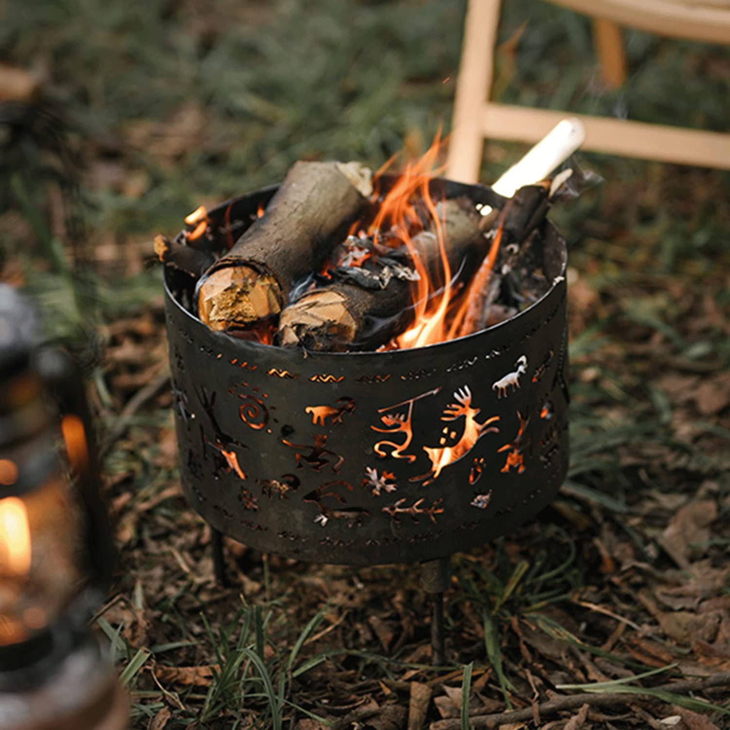 Amazon.co.jp: 丸型ファイヤーベンチ キャンプ用ストーブ 薪