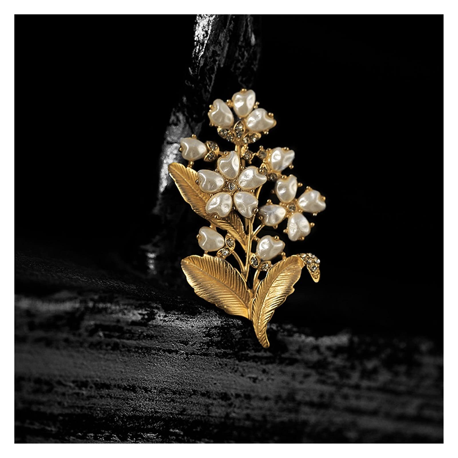 Vintage en métal doré fausse perle fleur broche - Chic Vintage Kitsch - printemps 2017 - France