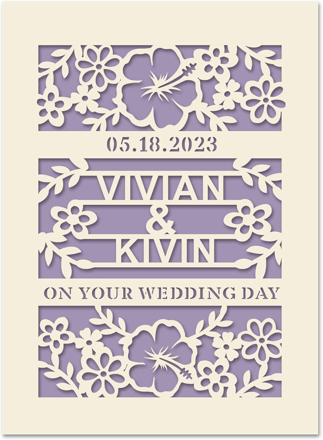 EDSG Personalized Wedding Card for Lover Couples, Lilac