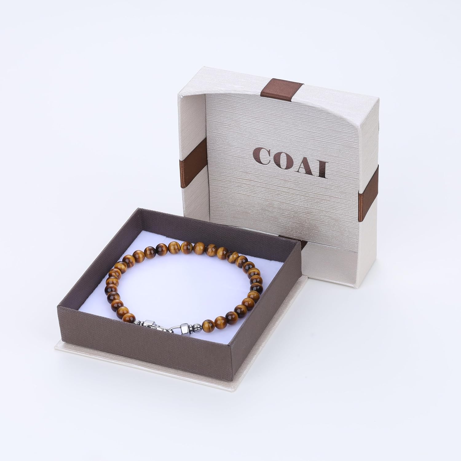 COAI Beaded Bracelet for Men, Black Tourmaline Malachite Tiger Eye Gemstone Bracelet for Men - Image 6