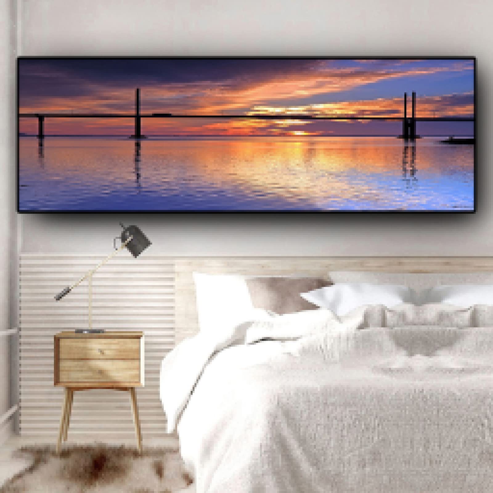 Toile paysage océan au coucher de soleil panorama 30x90cm sans cadre pour décoration murale moderne - 8