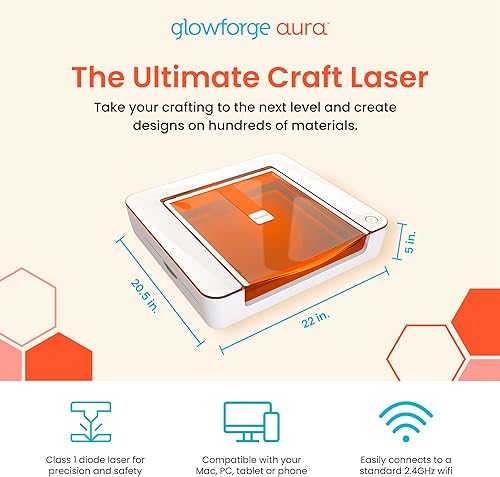 Miniatura 2 de Glowforge Aura Grabador Láser y Cortador, Máquina de Grabado Láser para Proyectos DIY y Artesanía, Diodo de 6W con Características de Seguridad para