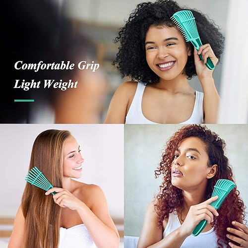 Miniatura 7 de Juego de cepillo desenredante para el cabello cepillo desenredante y peine de dientes anchos para cabello largo liso liso negro natural rizado
