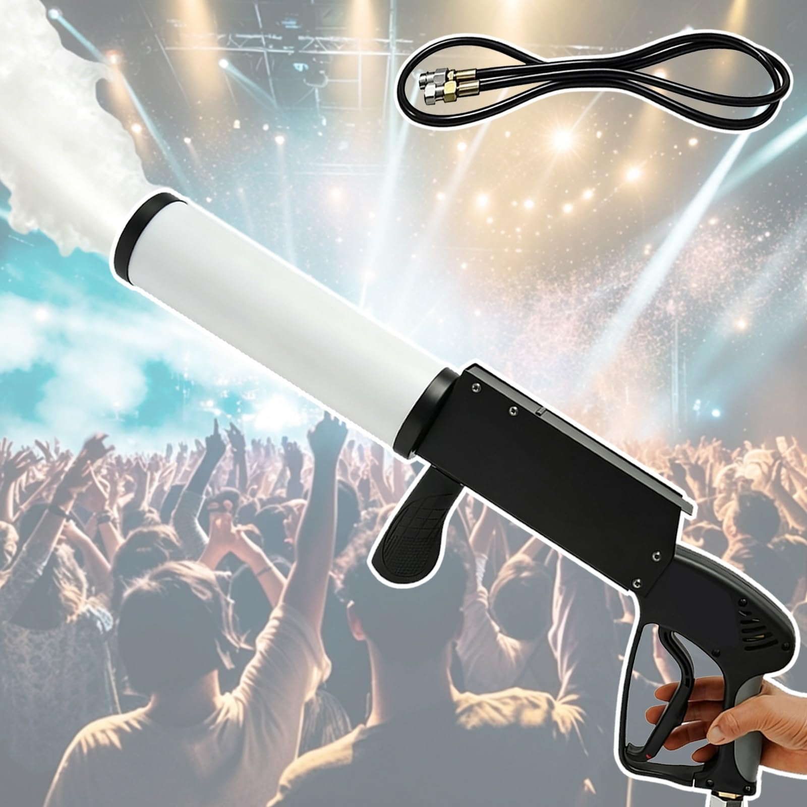 Pistola de humo portátil de 50W, con efectos de iluminación multicolores, distancia de proyección de humo de 8 a 10m, for conciertos, representaciones teatrales, bares, bodas, KTV, etc