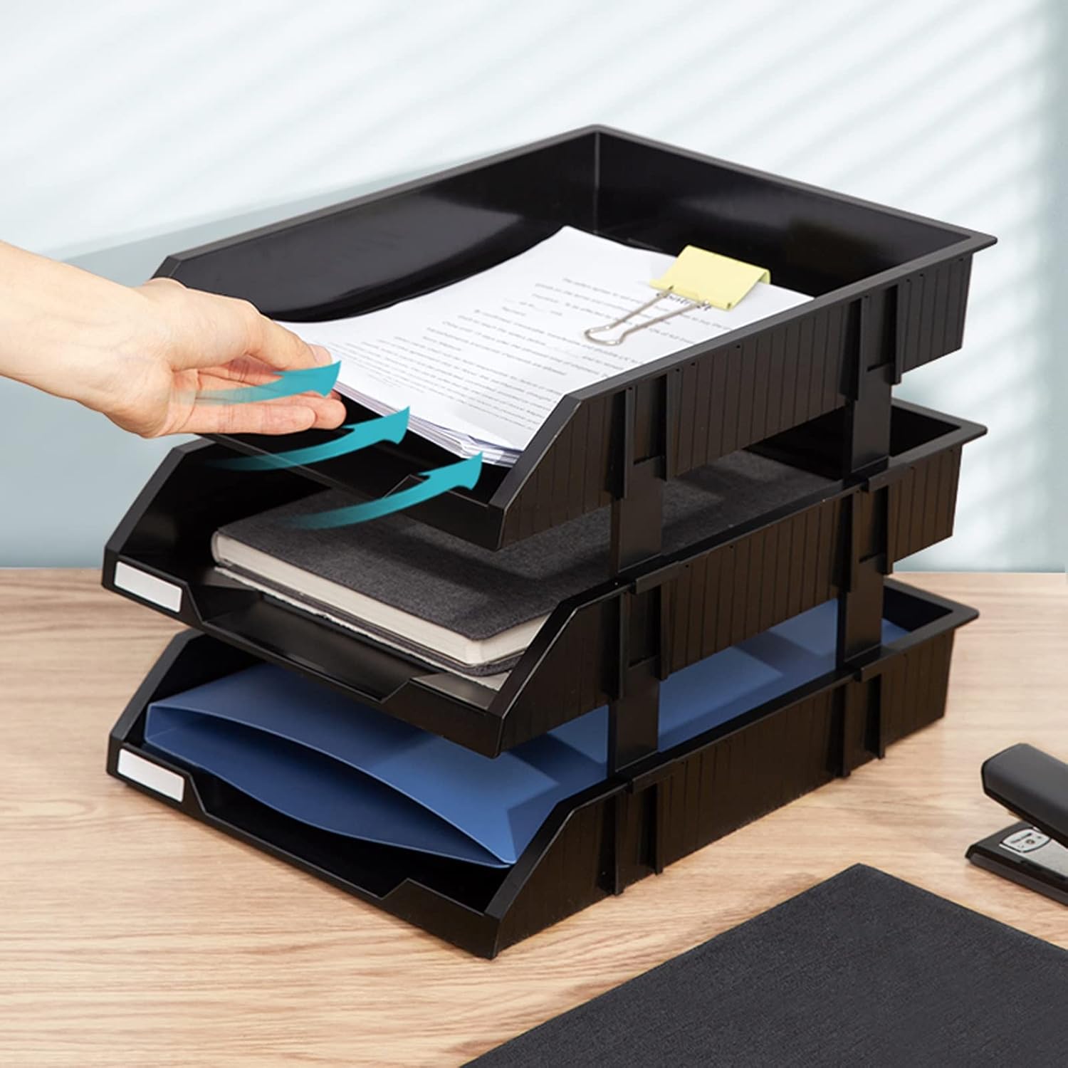 Amazon.co.jp: ファイルラック ファイルホルダー ファイルトレイ 3層プラスチックファイルボックス ファイルストレージラック  ファイルバスケット ブラック ファイルラック収納ボックス オフィスオーガナイザー ファイルホルダー(カラー: 4) (ブラック) : 文房具 ... ファイルホルダー ファイルホルダー ファイルトレイ 3層プラスチックファイルボックス ファイルストレージラック バスケット ブラック