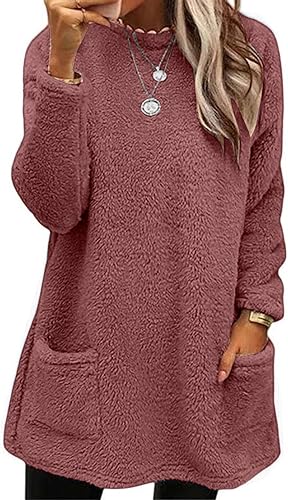 Miniatura 4 de Sudadera para mujer, suéter cálido de invierno de moda, suéter de forro polar grueso, talla grande, ropa de otoño, tops casuales sueltos