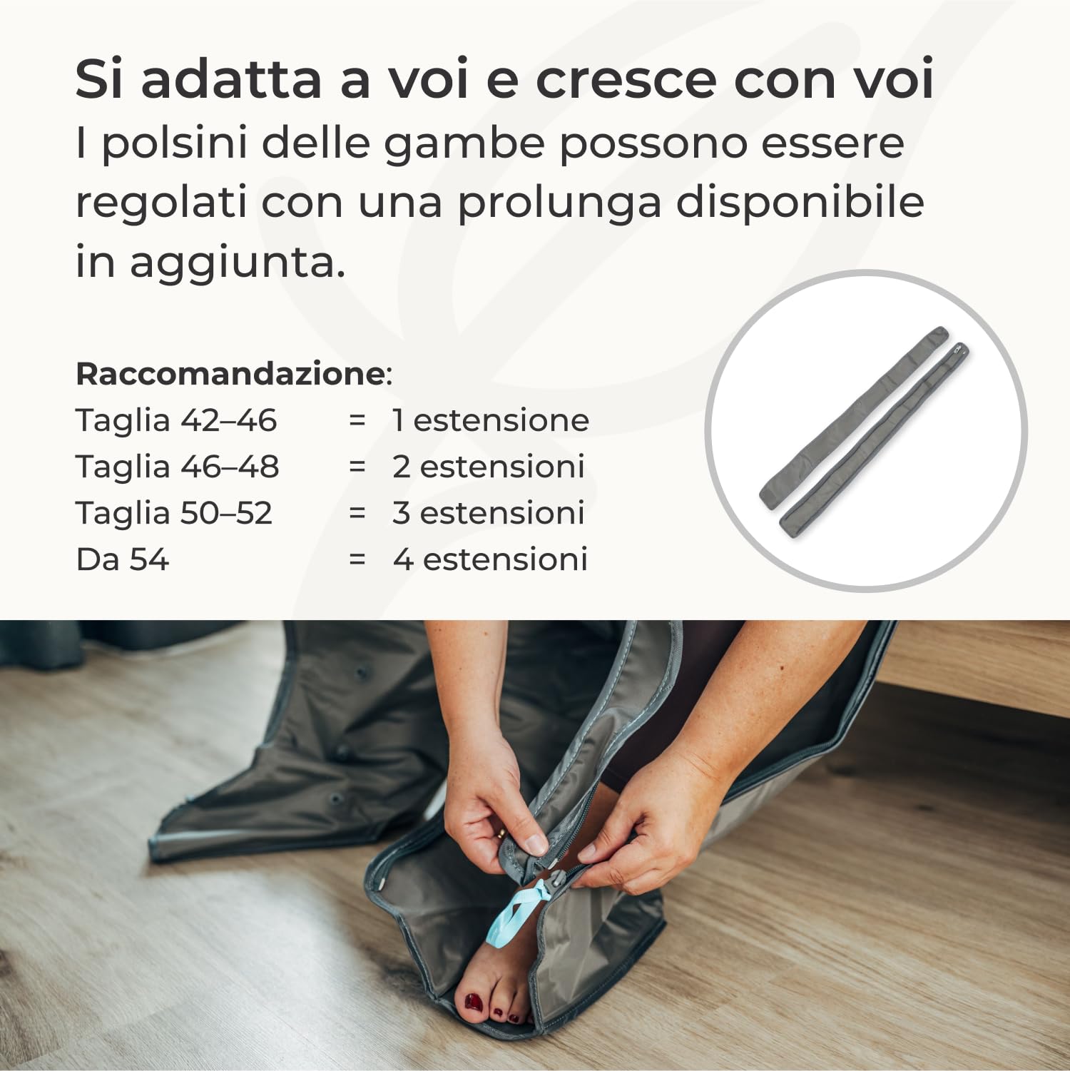 Vein Angel 8 Premium apparecchio per massaggi con gambali, 8 camere d'aria disattivabili, pressione & durata facilmente regolabili, 6 programmi di massaggio, no pressoterapia