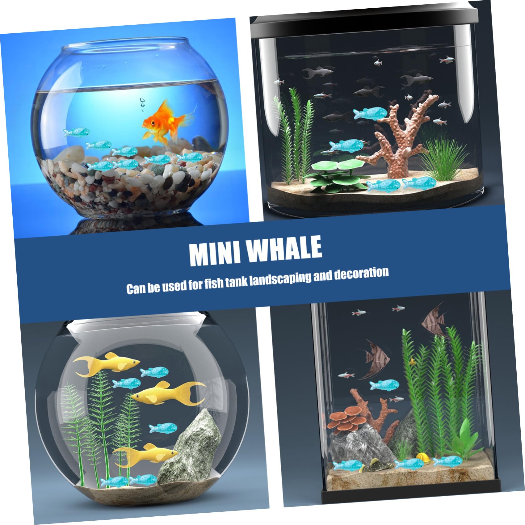 DOITOOL 150piezas Adorno De Acuario Miniatura De Ballena para Decoración De Pecera Diseño Creativo y Adorable Compatible Agua Dulce y Salada Fácil De Limpiar
