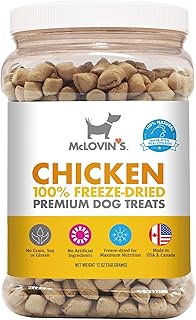 McLovin's Pet Freeze Dried Chicken Dog Treats, 12 oz Canister - Grain-Free, Gluten-Free, High Protein Treat - Ideal for Dogs & Cats