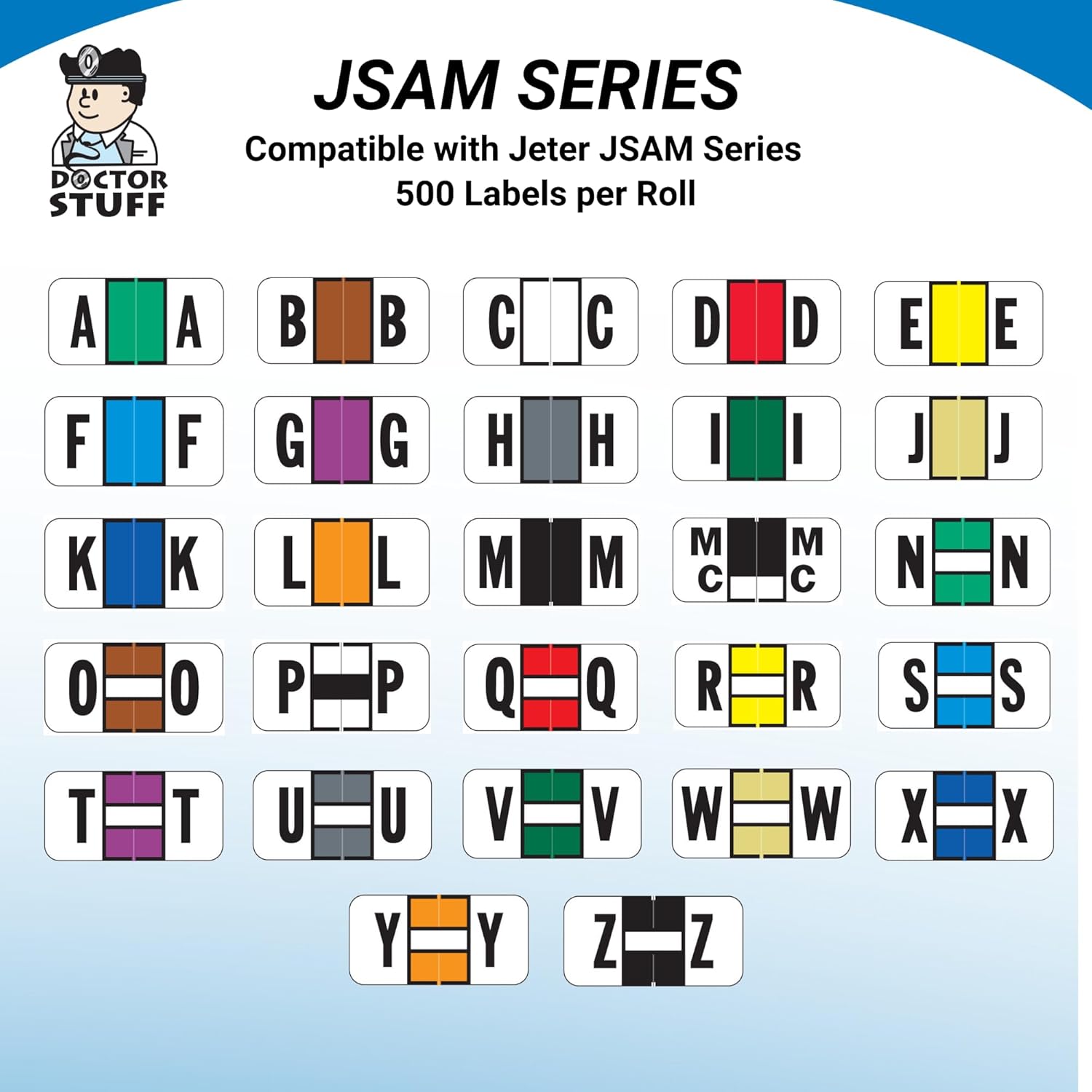 Doctor Stuff - File Folder Labels, Alphabet Letter Y, Jeter 2900 - JSAM Series Compatible Alpha Stickers, Orange, 3/4" x 1-1/2", 500/Roll