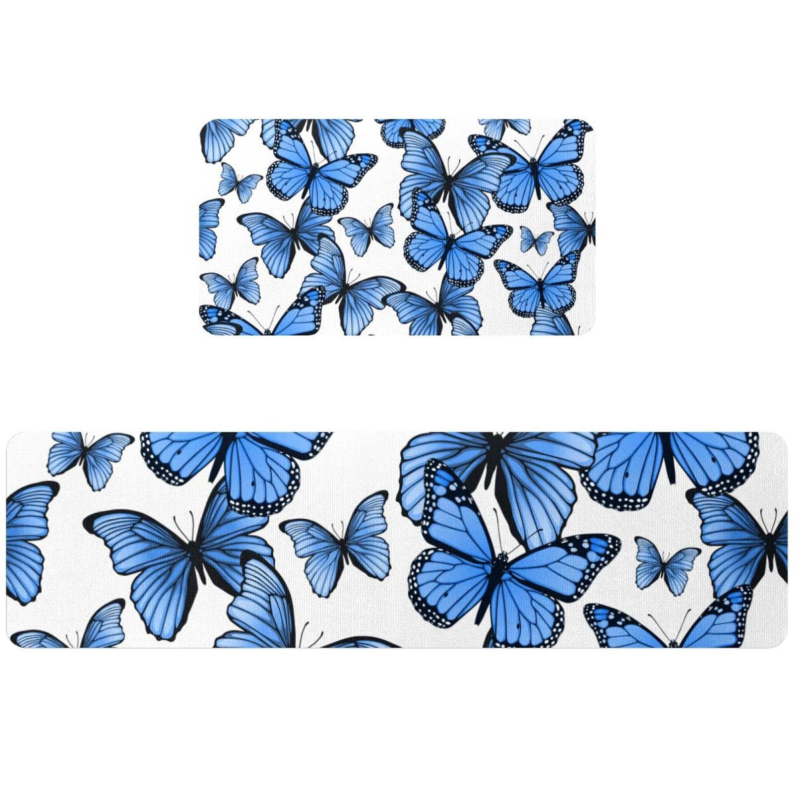 Tapis de cuisine antidérapants lot de 2 lavables bleu aquarelle