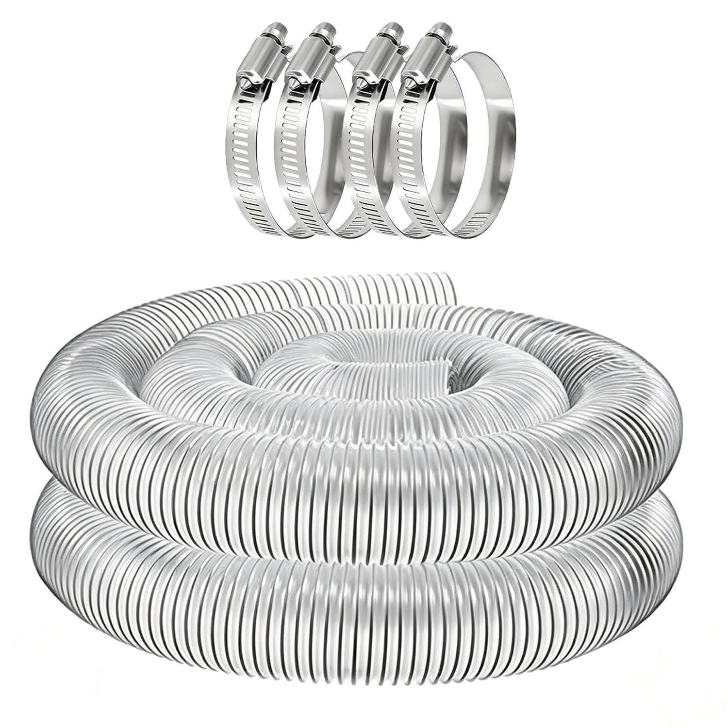 3M 50mm Transparenter PVC Staubsammelschlauch, Staubsaugerschlauch Absaugschlauch Staubsauger Schlauch Universal PVC Rohr Transparent Spiralschlauch für Werkstattstaubsauger Teichpumpe