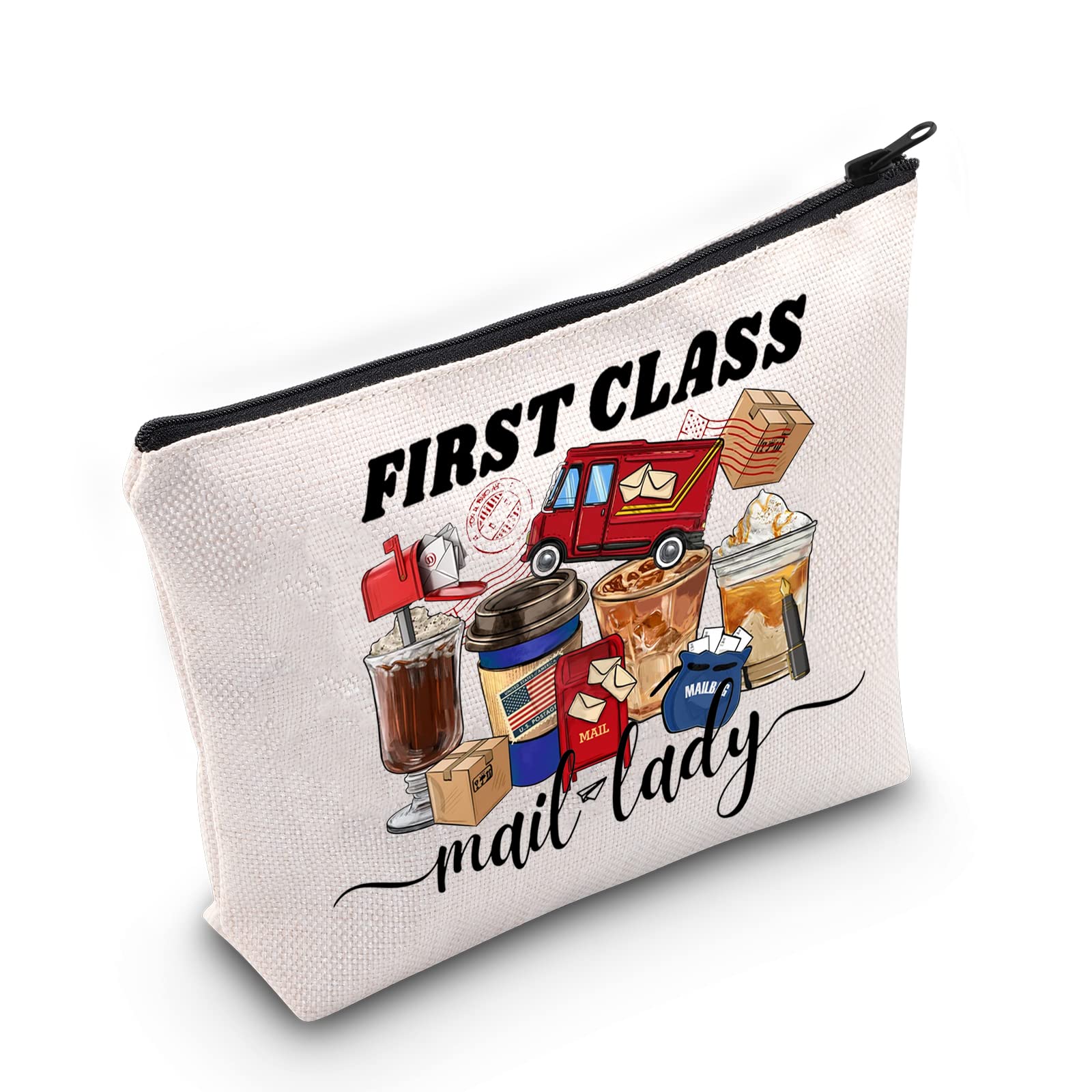 LEVLO Mail Lady Cosmetic Make Up Bag Postal Office Gift First Class Mail Lady Make Up Zipper Pouch Bag For Post Office Worker, Mail Lady, Cosmetic Bag