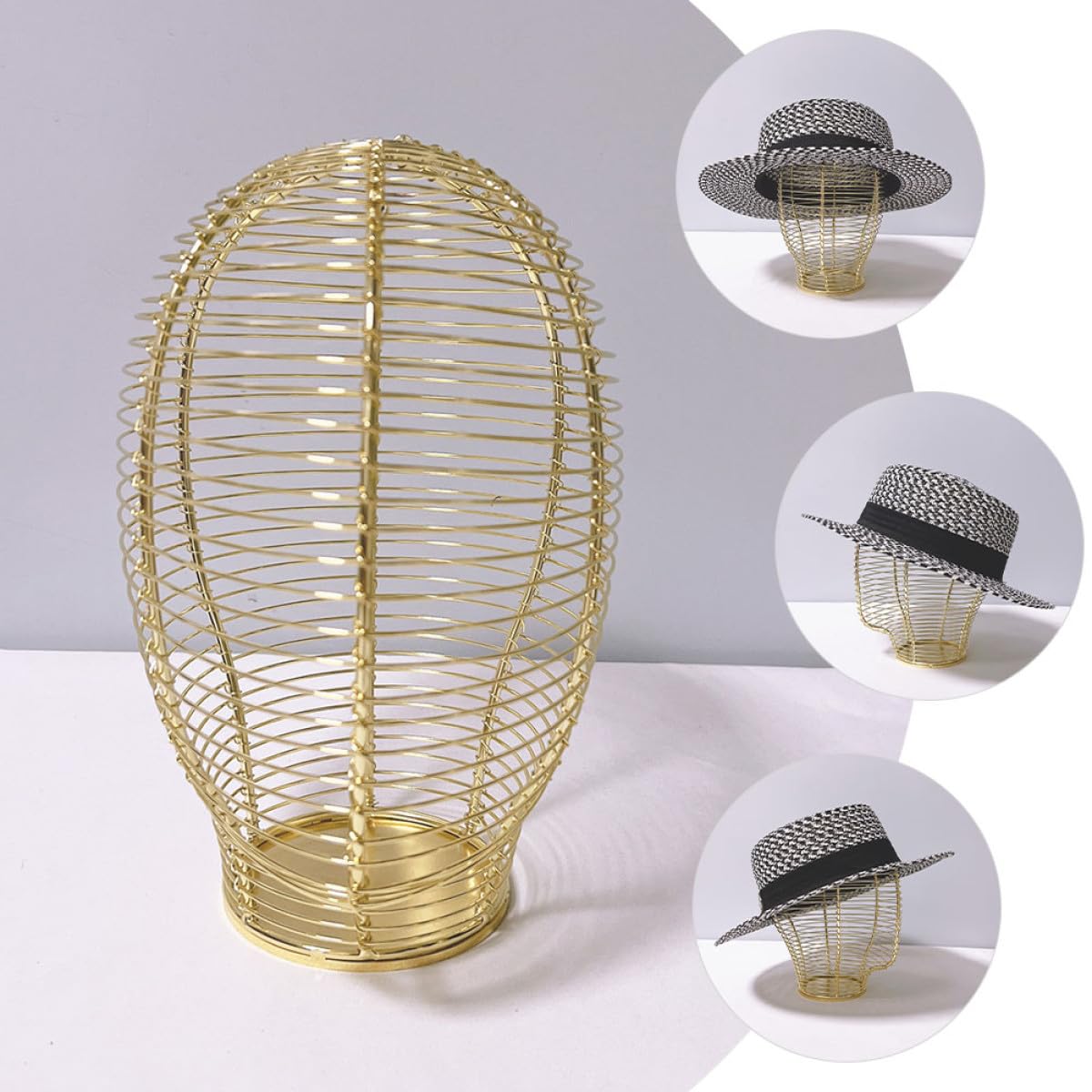 Soporte Metálico para Sombreros Dorado, Estante de Exhibición para Gorras de Tienda, Perchero de Mesa para Almacenamiento y Exhibición en Hogar y Comercio