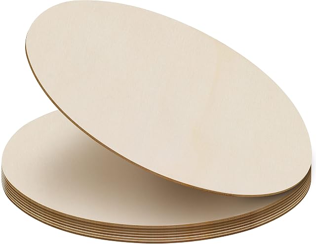 BELLE VOUS 8 Pack Wooden Unfinished Round Circles - 30cm/11.81 Inches with 3mm Thickness - Plain Natural Blank Wood Discs Slices Cutouts for Crafts, Sign Plaque, Home Decorations and Ornaments