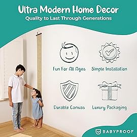 Growscroll Classic Kids Growth Chart for Wall - Unique Height Chart for Boys & Girls - Handcrafted Using Canvas & Hard Types of Wood - Makes A Great Collectible Or Family Heirloom - Coral