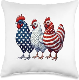 Red, White And Blue Chickens 4th Of July Throw Pillow