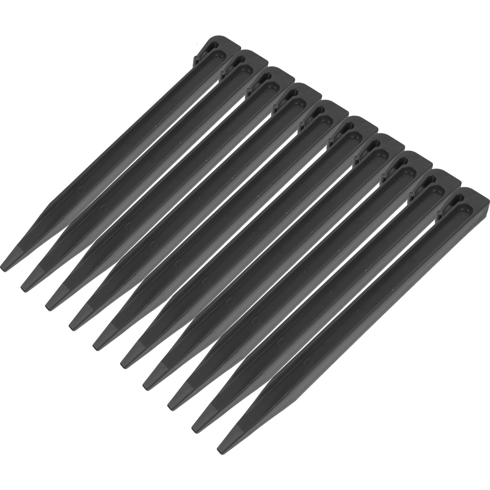 Piquets de fixation pour toile de jardin légers et résistants, lot de 10 clous limés noirs