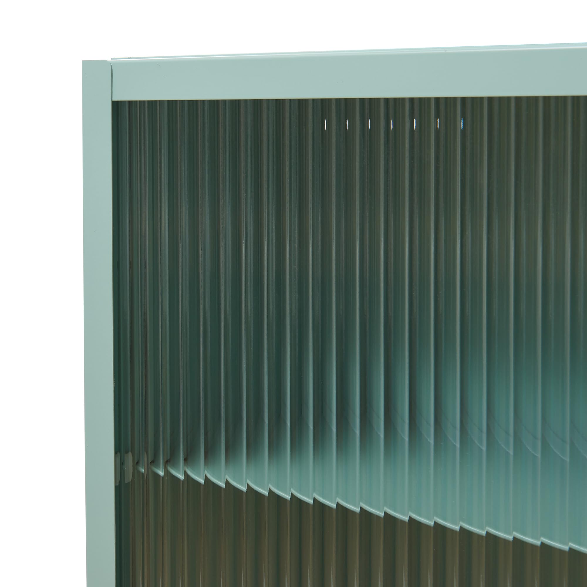 [en.casa] Armario de Pared Zundert Mueble Baño con 1 Puerta de Vidrio Acanalado Mueble Auxiliar de Cocina con 3 Compartimentos Cerrados Acero 60 x 35 x15 cm - Verde Menta