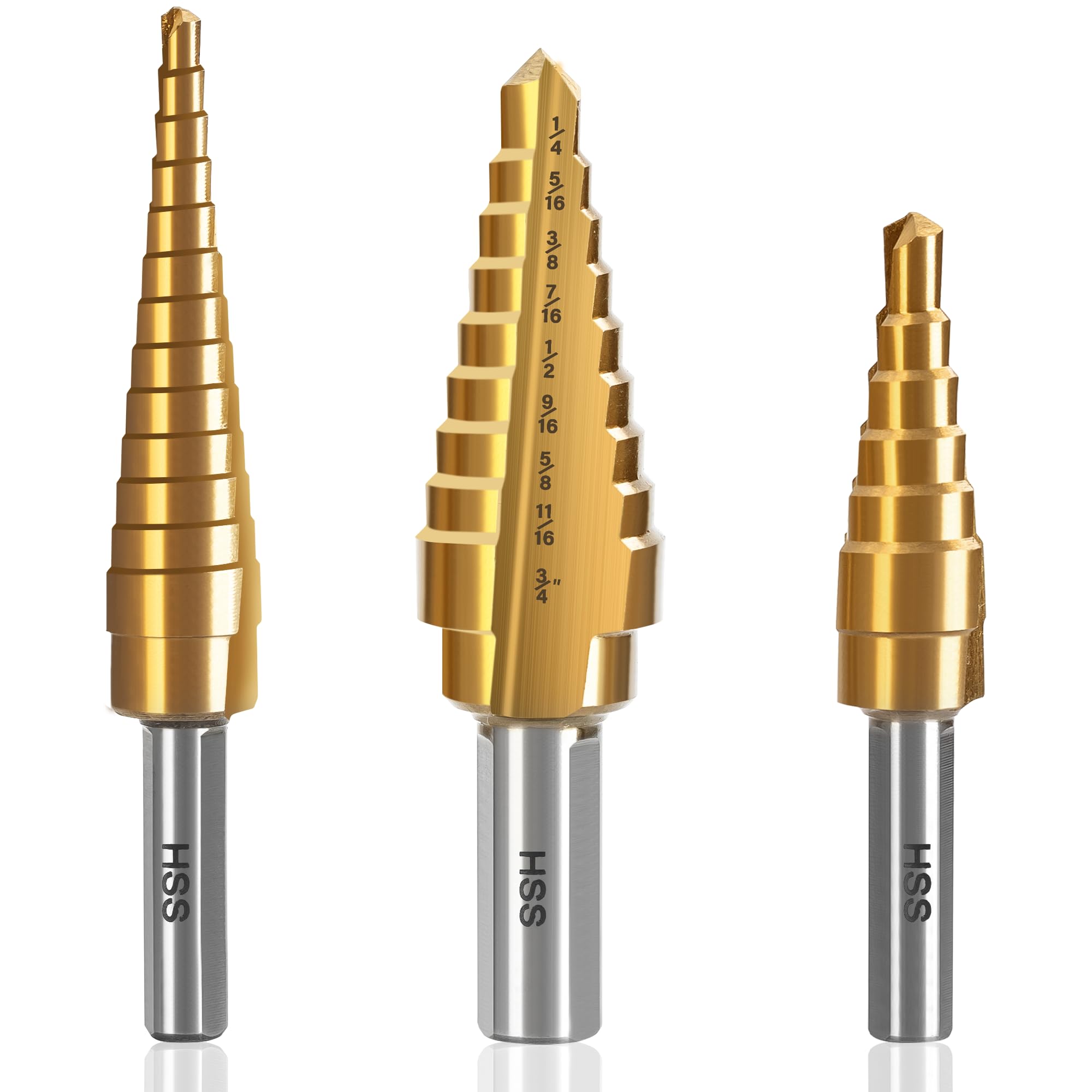 3PC Step Drill Bit Set