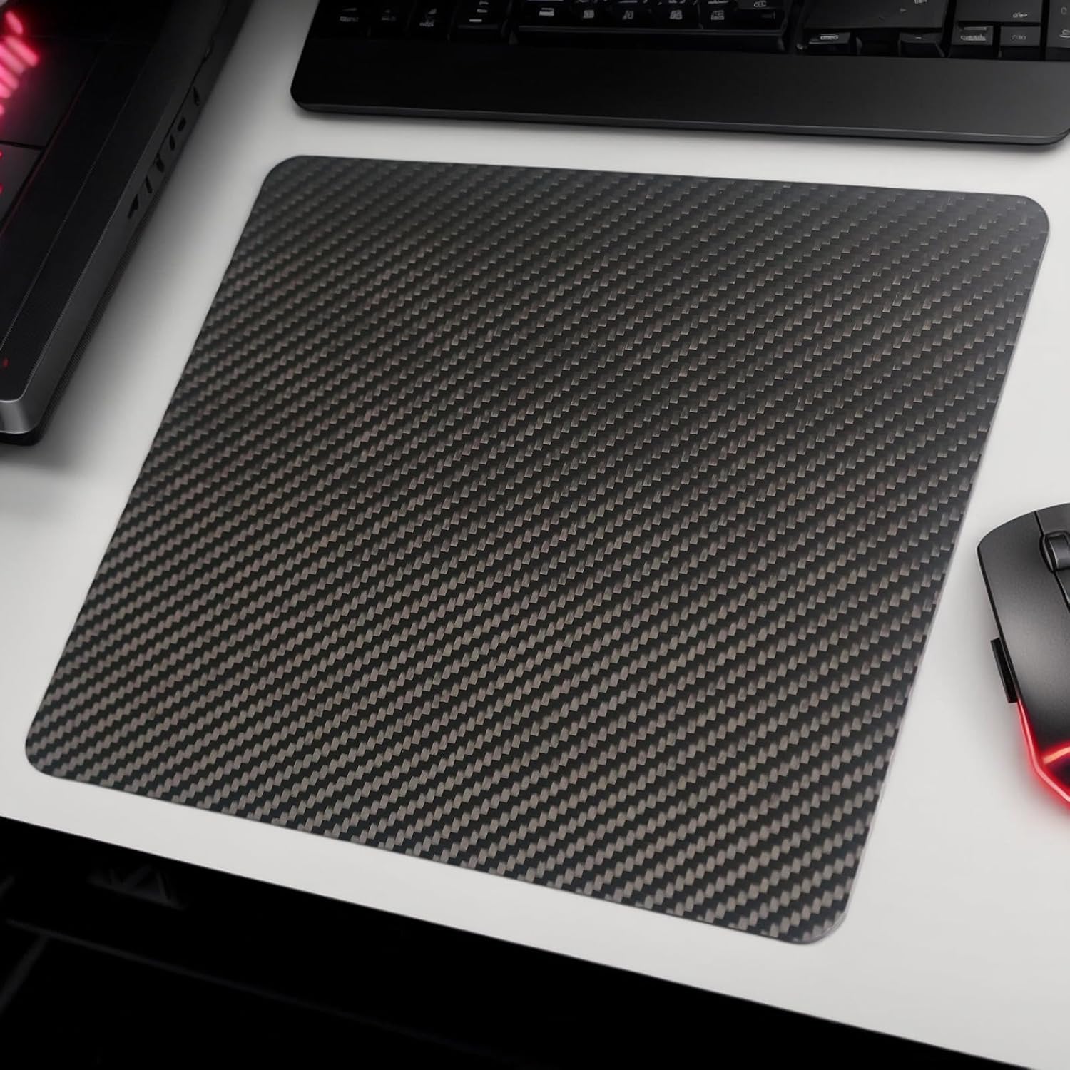 Multipurpose Carbon Fiber Mouse Pad - Hard, Thin, and Lightweight for Office, Gaming, and Daily Computer Use on Desk or Lap (3k Twill, Medium)