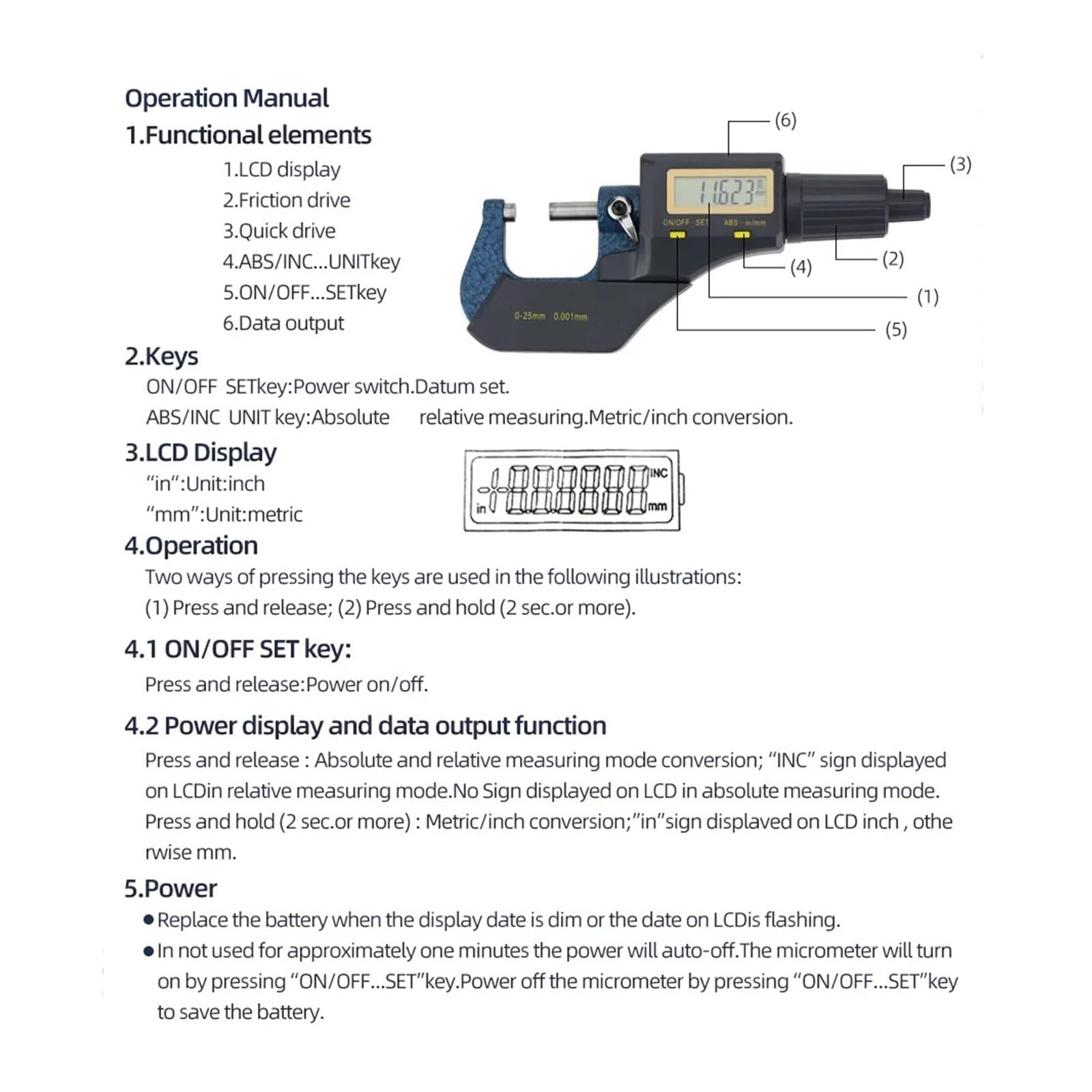 0-25mm 0,001 Externe Mikrometer Digitale Mikrometer Messgeräte for Messung Außerhalb Mikrometer Genau