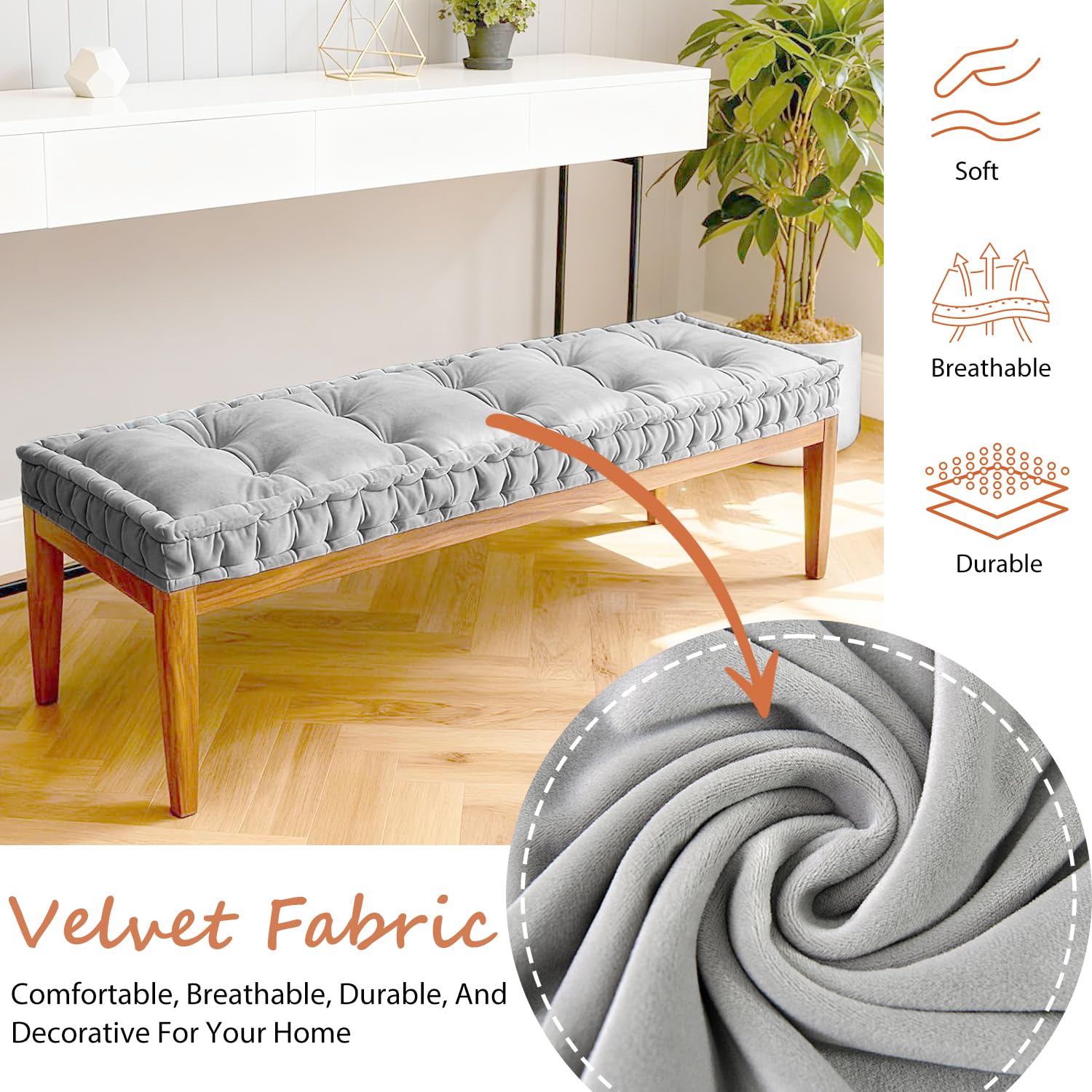 Küchenbankkissen 100x40cm Sitzpolster für Innenmöbel Sitzkissen mit Griff Eckge Bequeme ge für Esszimmer Stilvolles Sitzkissen für Couch