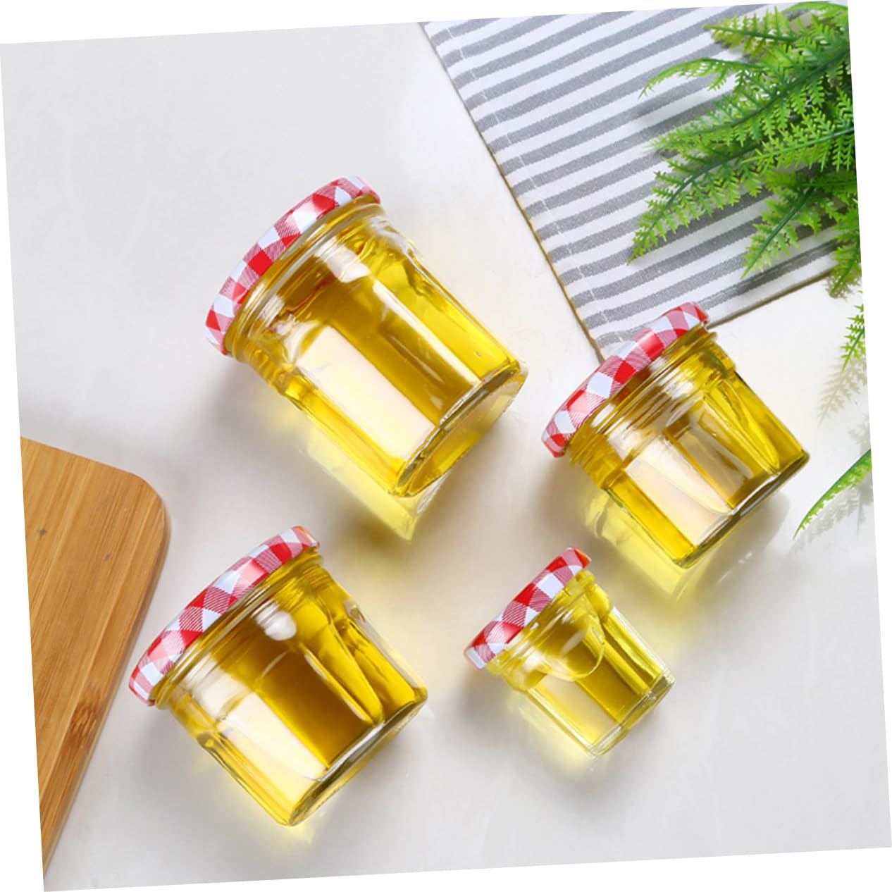 6 Stück Teiliges Vorratsglas Glas mit Luftdichtem Schraubdeckel Hygienischer Küchen-aufbewahrungsbehälter für Honig Marmelade und Trockene Lebensmittel für Haushalt und Laden