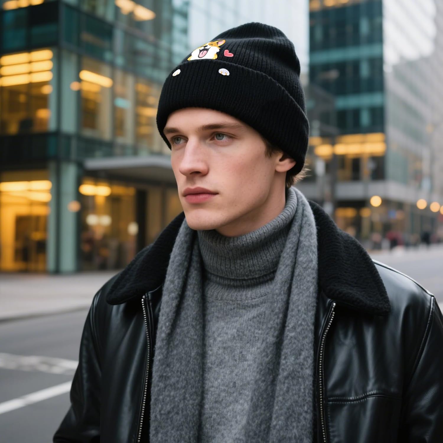 Corgi Dog Lover Beanie Winter Warm Cute Dog Embroidery Beanie with Greeting Card Gift Box for Women Men Gift - Image 6