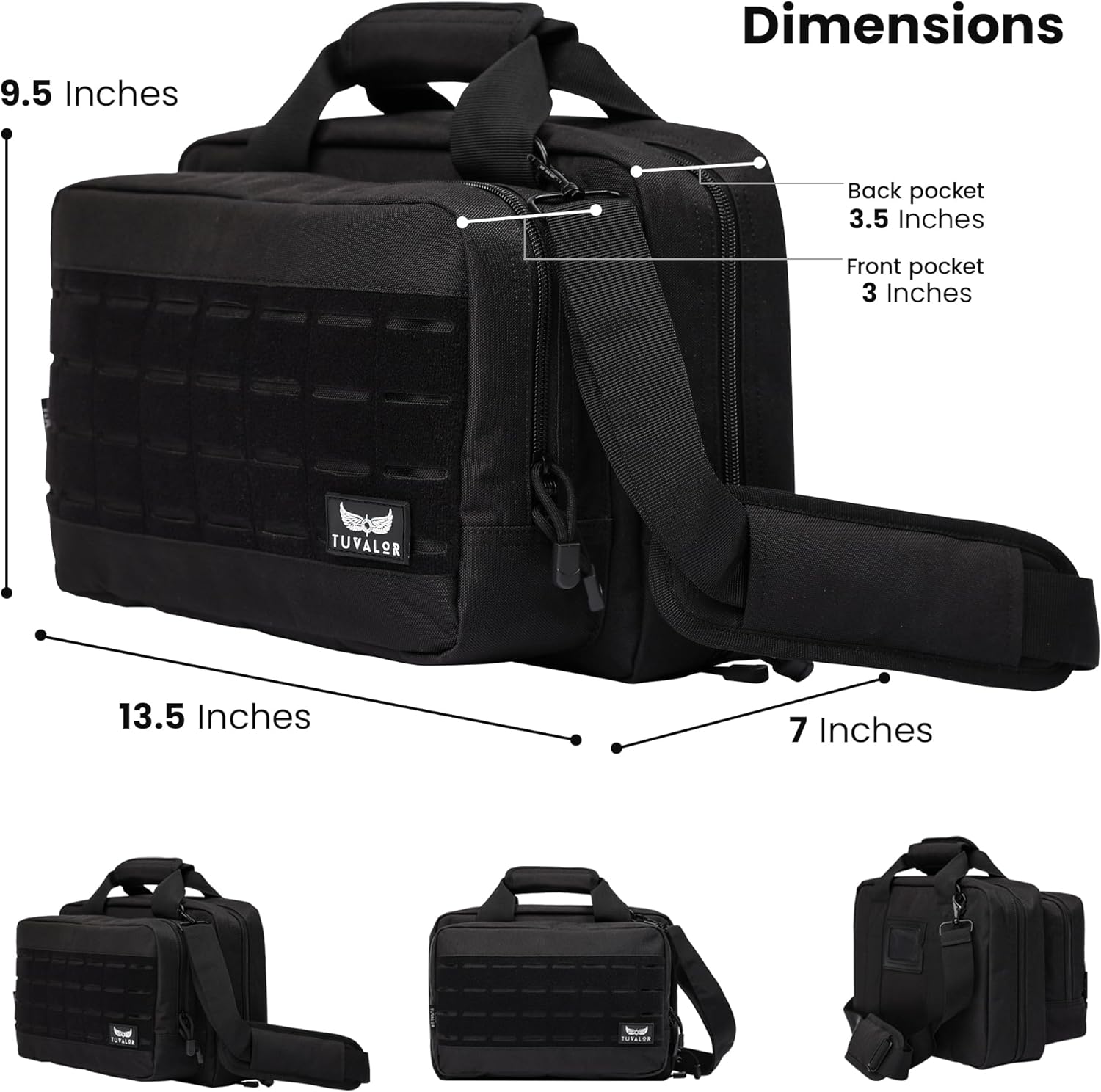 Gun Range Bag for 2 Pistols & Ammo - Spacious Design, with Two Handgun Pockets, Six Magazine Holders, Large Front Pocket and Padded Strap - Gun Bag with 3 Gun Cleaning Towels