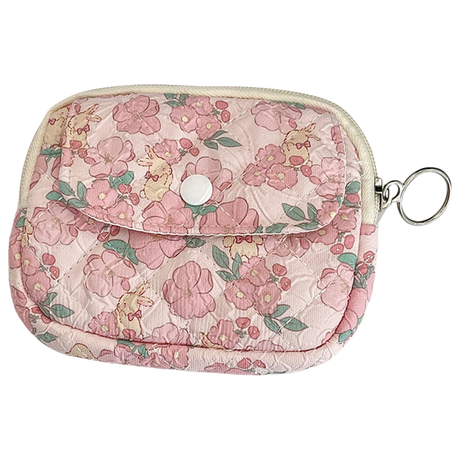 MIDOKSTUA Floral Coin Purse Small Storage Bag Cartoon Wallet Coin Pouches Money Bag Card Bag Change Bag Quilted Change Purse