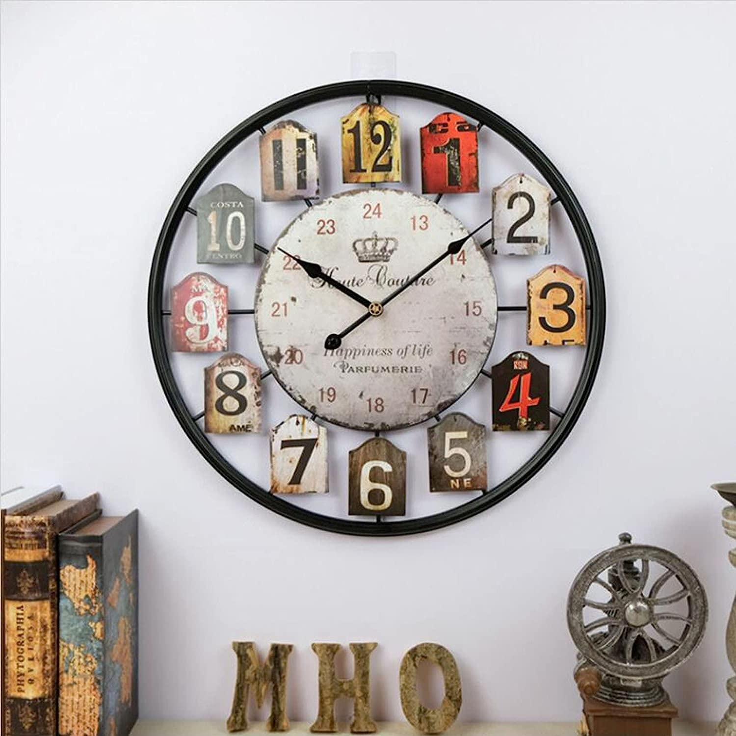 Orologio da Parete da Cortile 20 pollici/50 cm Metallo Rotondo per Giardino