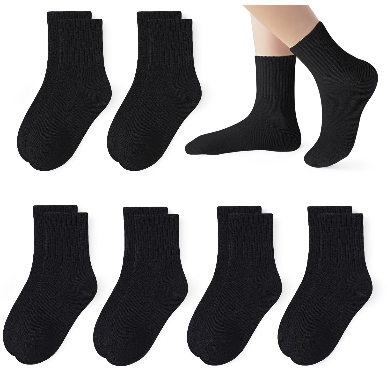 Lot de 6 paires de chaussettes athlétiques en coton sans couture pour uniforme scolaire