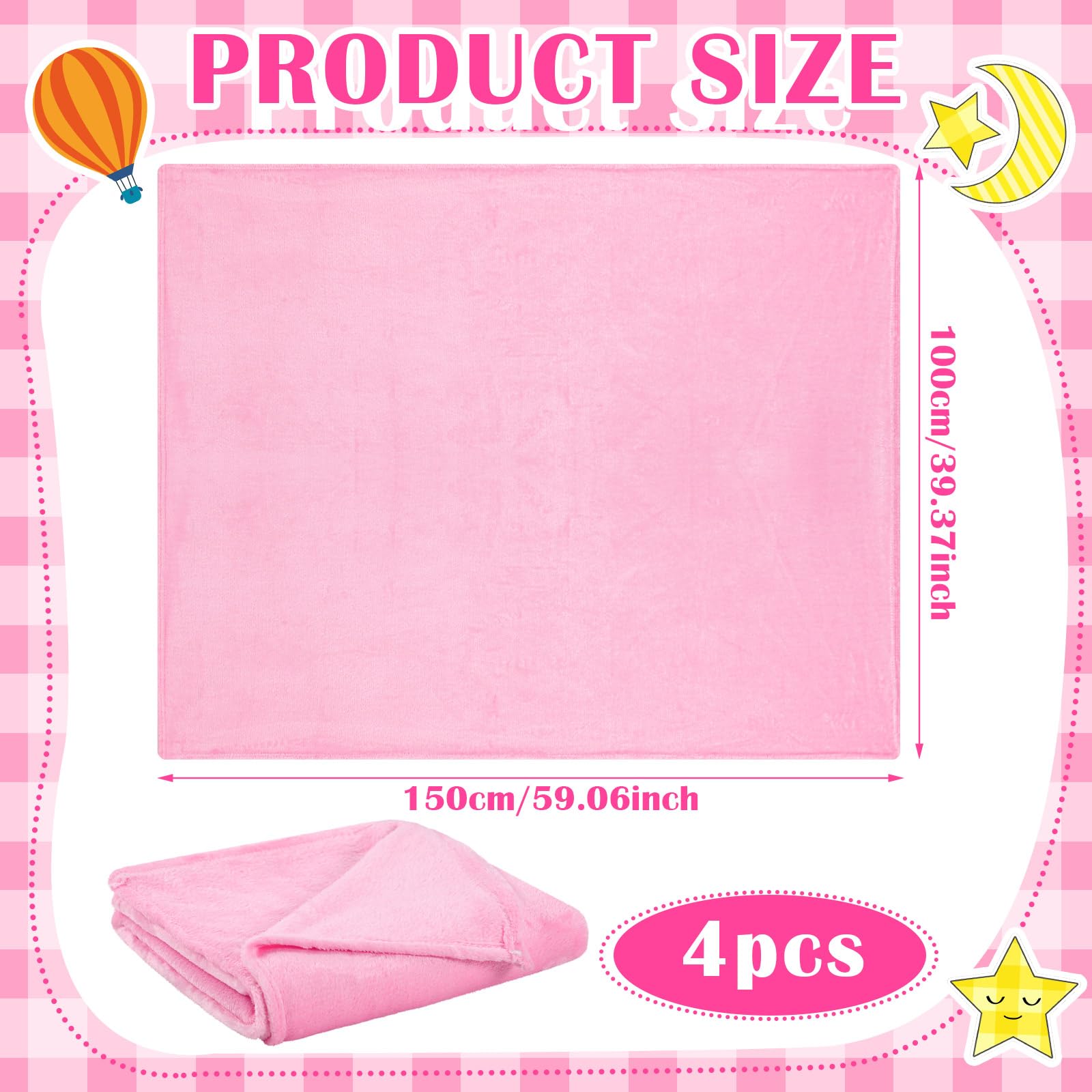 SmoothNovelty 8 Pieces Sleepover Party Supplies Include Soft Throw Blankets Air Mattress Sheet Pad Covers for Spa Sleepover Slumber Birthday Party Favors (White and Pink)