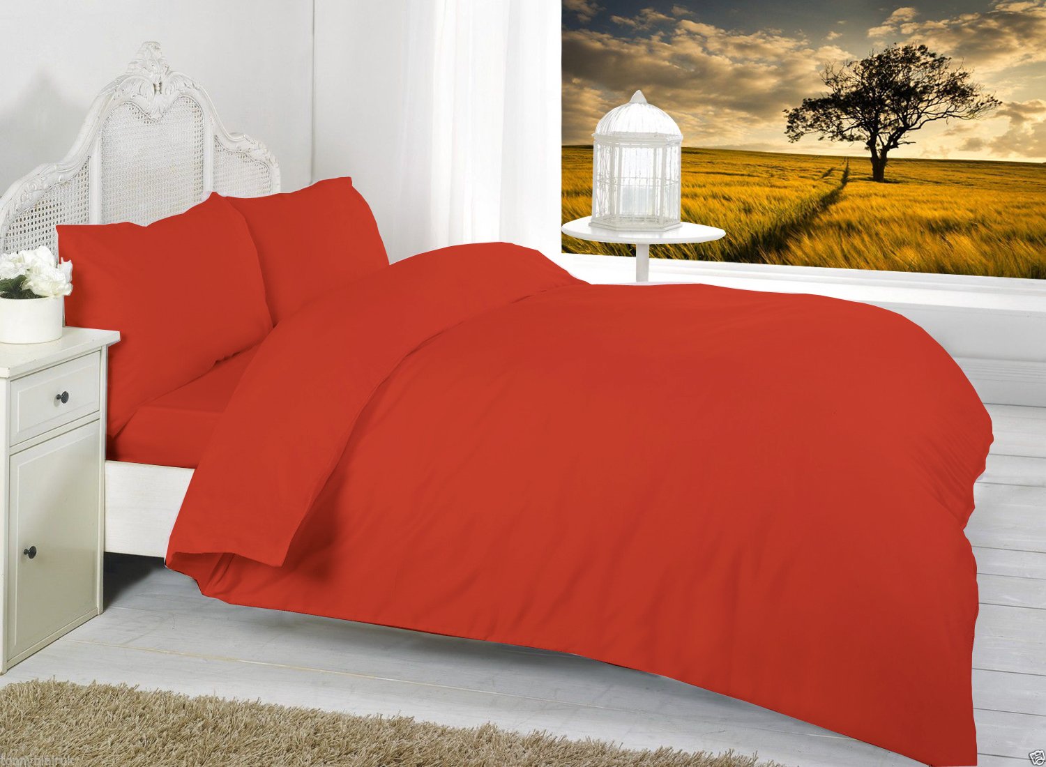 Plain Dyed Fitted Sheets Polycotton Fitted Bed Sheets Single Double King Super King OR Pillow Cases By * Textile.Plus* (Single, Red)