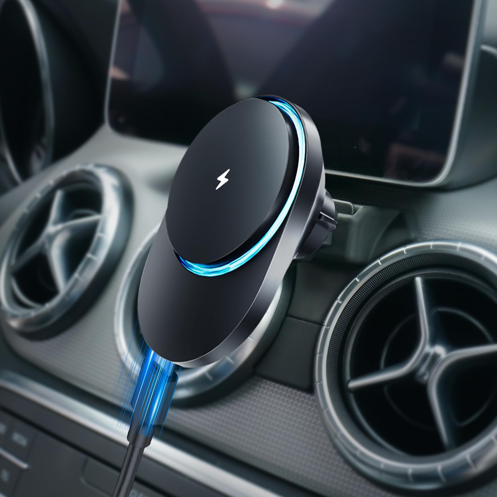 CLEC for Mercedes-Benz GLA-Class 2015-2020 CLA-Class 2013-2019 Magnetic Wireless Car Charger Phone Holder Mount 15W Fast Charging Car Phone Holder