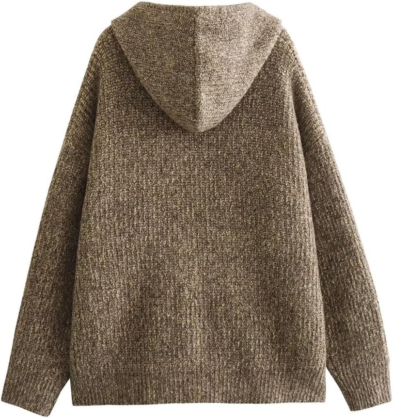 Spring Temperament Casual Loose Hooded Zipper Jersey Sweater Jacket