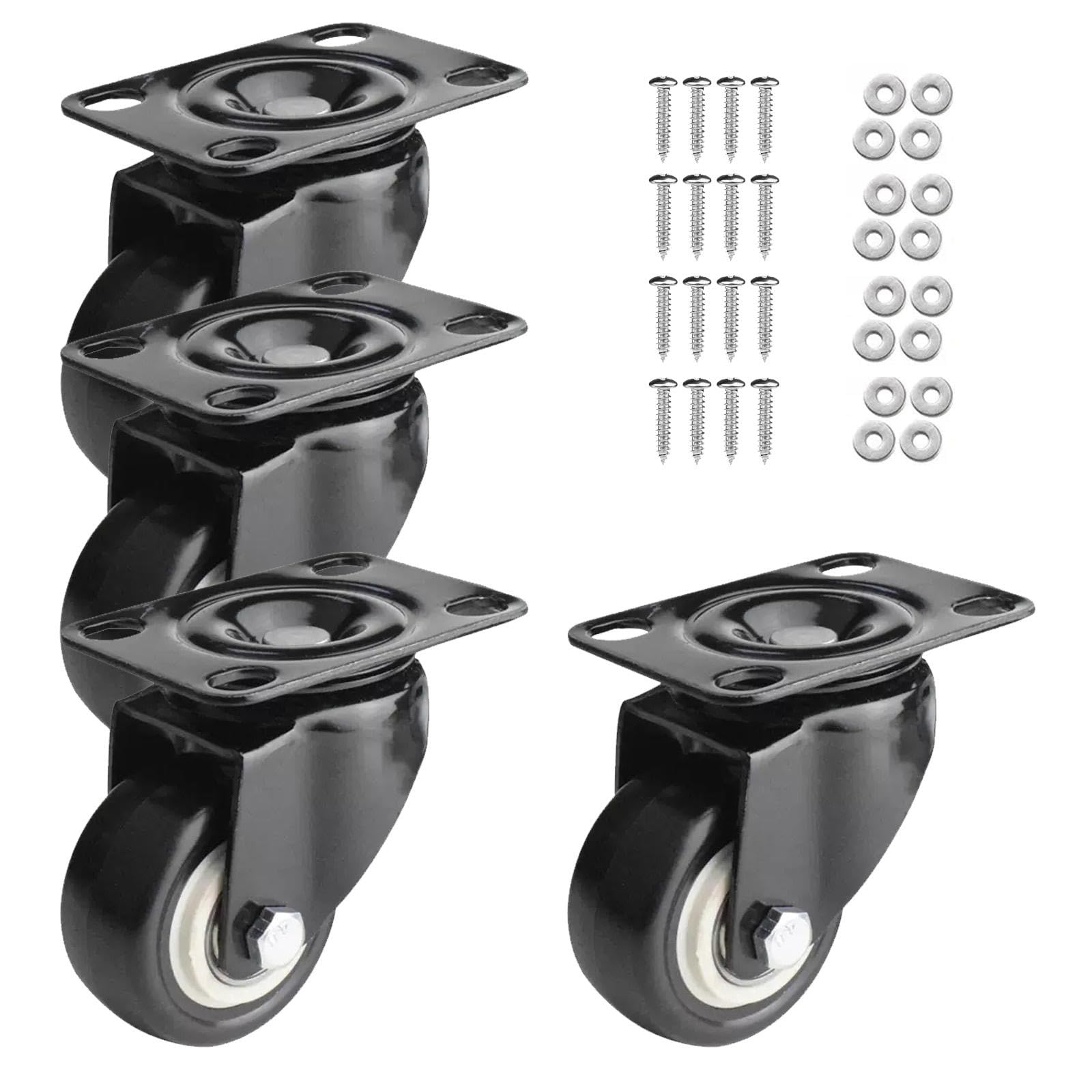 Swivel Castors 40mm 50mm 60mm 75mm 100mm 125mm,4 Pcs Furniture Casters,With Brakes/No Brakes,Replacement Castors for Furniture,Castor Wheels Heavy Duty,With Screws,4nobrakes-75mm(2.95in)