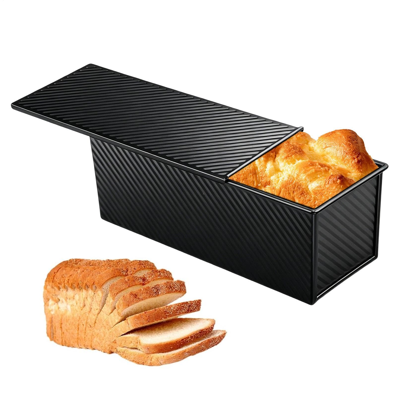 Molde Para Pan Con Tapa Bandeja De Hornear Antiadherente Ondulada Y Fácil | Molde Para Sandwich Y Pan De Molde Para Cocina Comedor Restaurante Panadería Cafetería