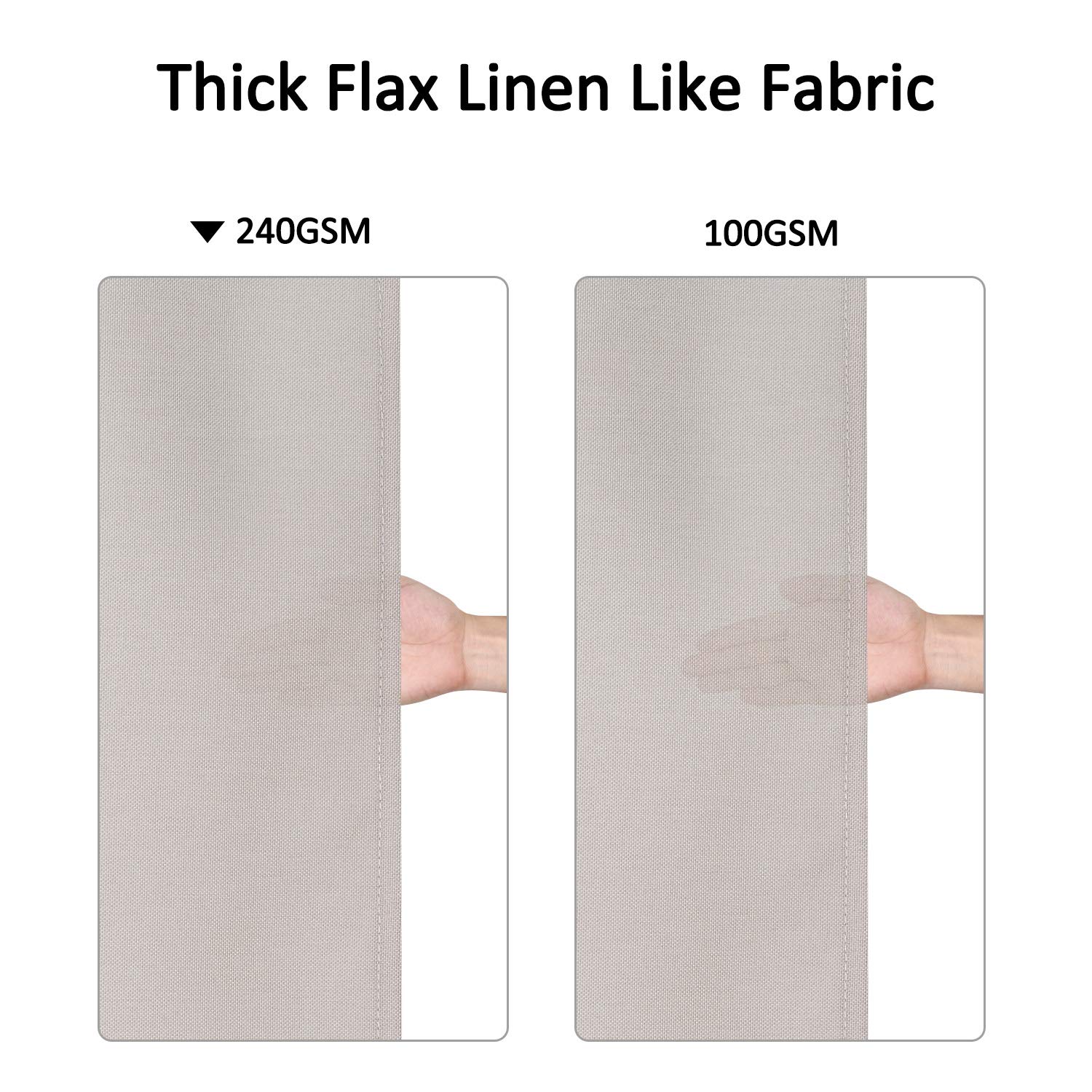 Douchegordijn voor badkamer in vlaslinnen, zware stof van 240 g/m², met haken, luxe hotelstijl, wasbaar, ivoor, 180 x 180 cm