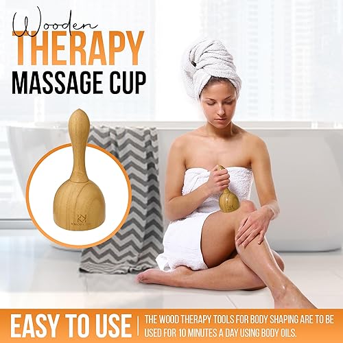 Miniatura 5 de Juego de 6 herramientas de masaje de terapia de madera, kit de maderoterapia fácil de usar, profesional, reducción de celulitis, alivio del dolor