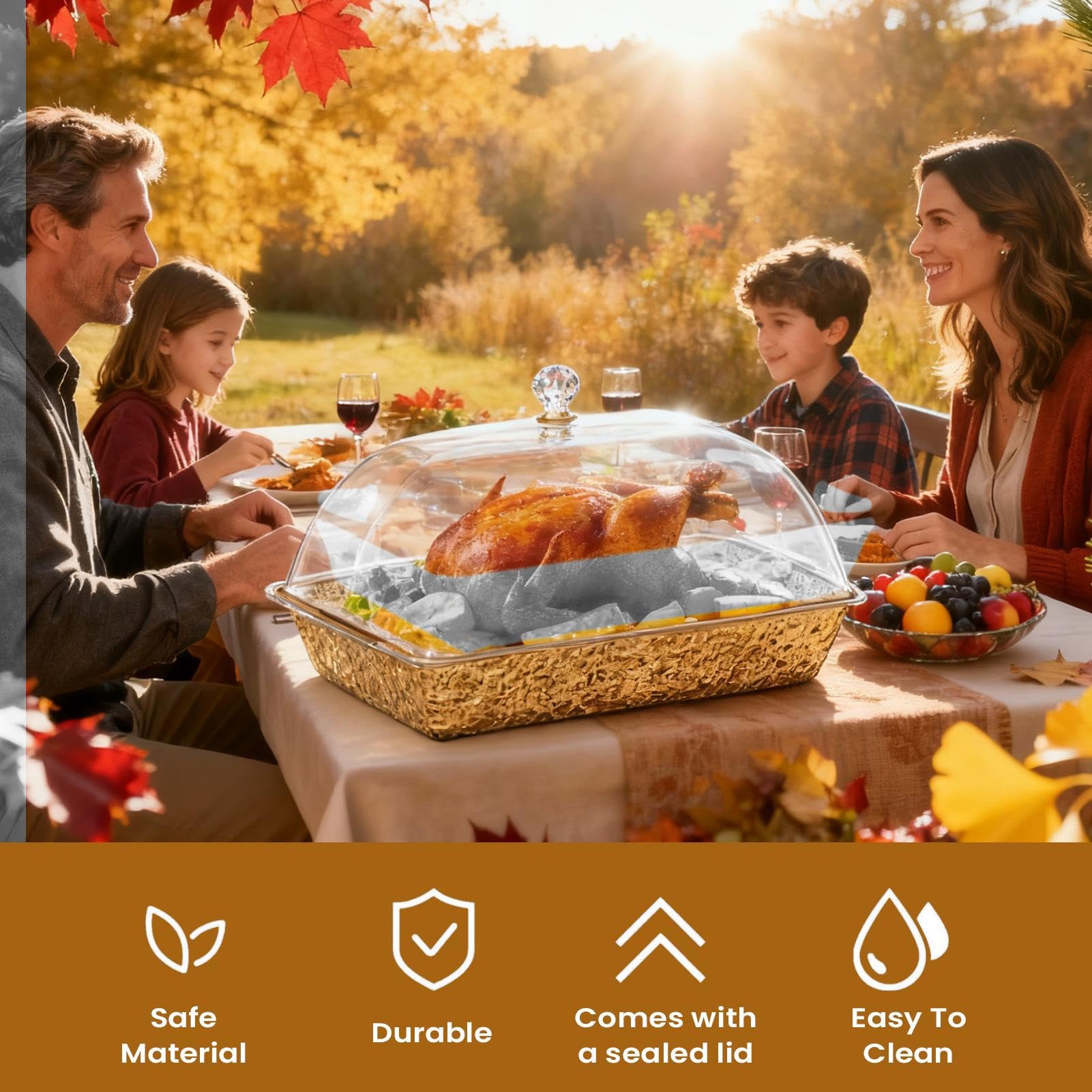 Bandejas De Servicio Para Bandeja Con Tapa Y Compartimentos Para Fruta Y | Bandejas expositoras de alimentos Suministros buffet restaurante reuniones eventos refrigerador
